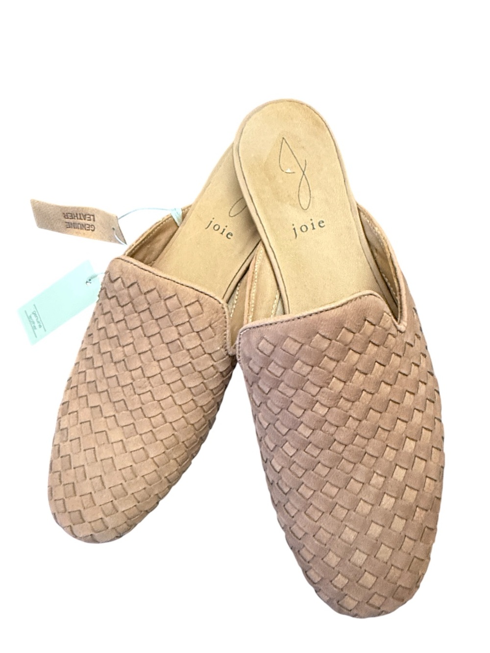Joie Braided Leather Backless Mules Light Brown 9 NEW